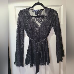 Boston Proper black lace blouse